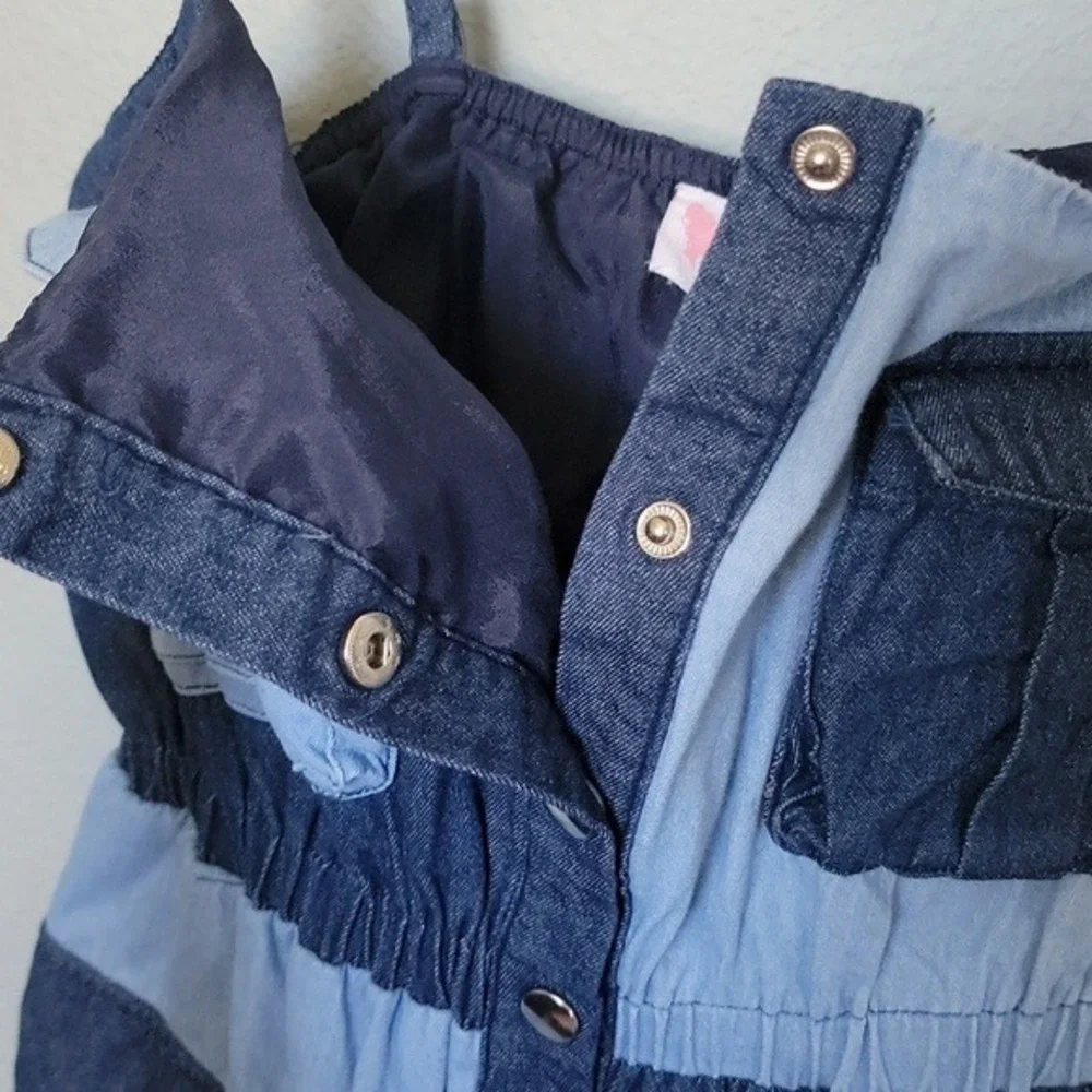L'atiste 90's Y2K Summer Patchwork Sleeveless Denim Chambray Romper Jrs. Large - Picture 8 of 10